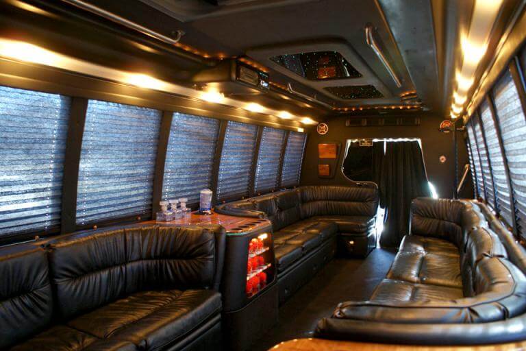 black party bus interior